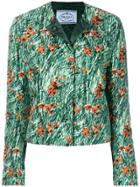 Prada Poppy Print Cropped Jacket - Green