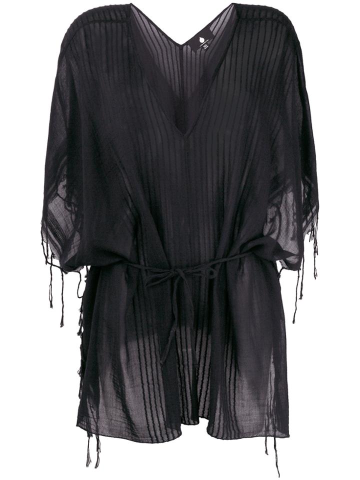 Su V-neck Belted Cover-up - Black