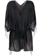 Su V-neck Belted Cover-up - Black
