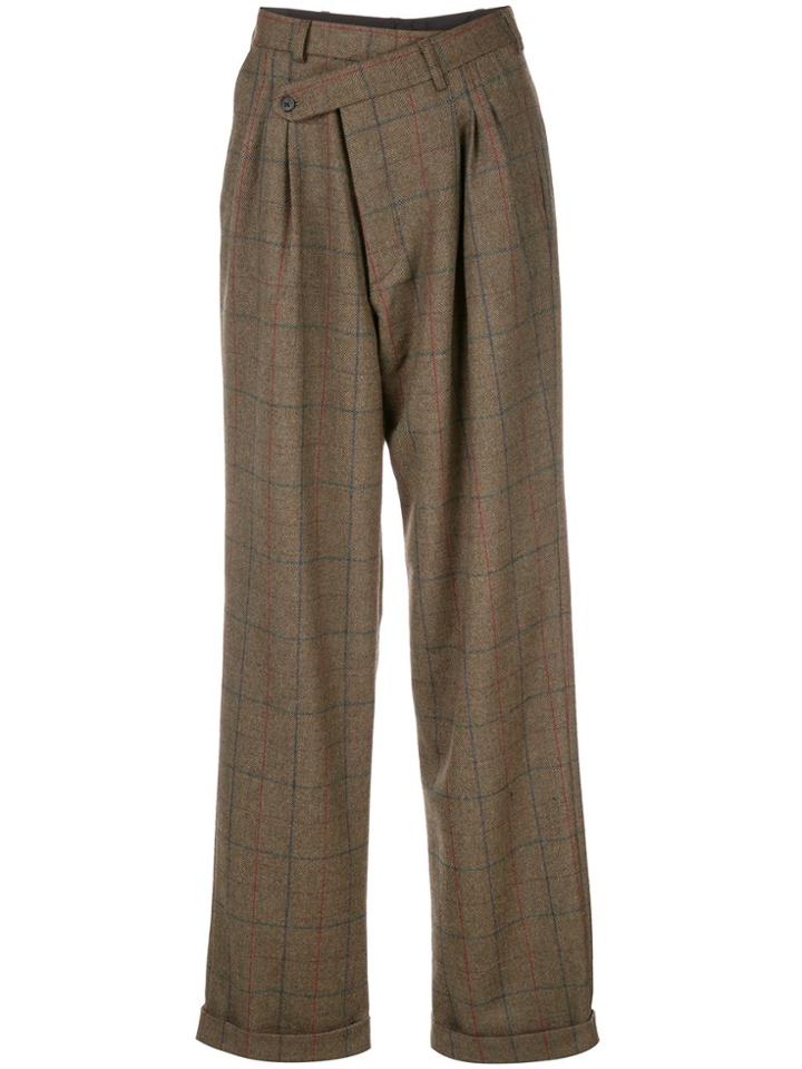 R13 Checked Relaxed Trousers - Green