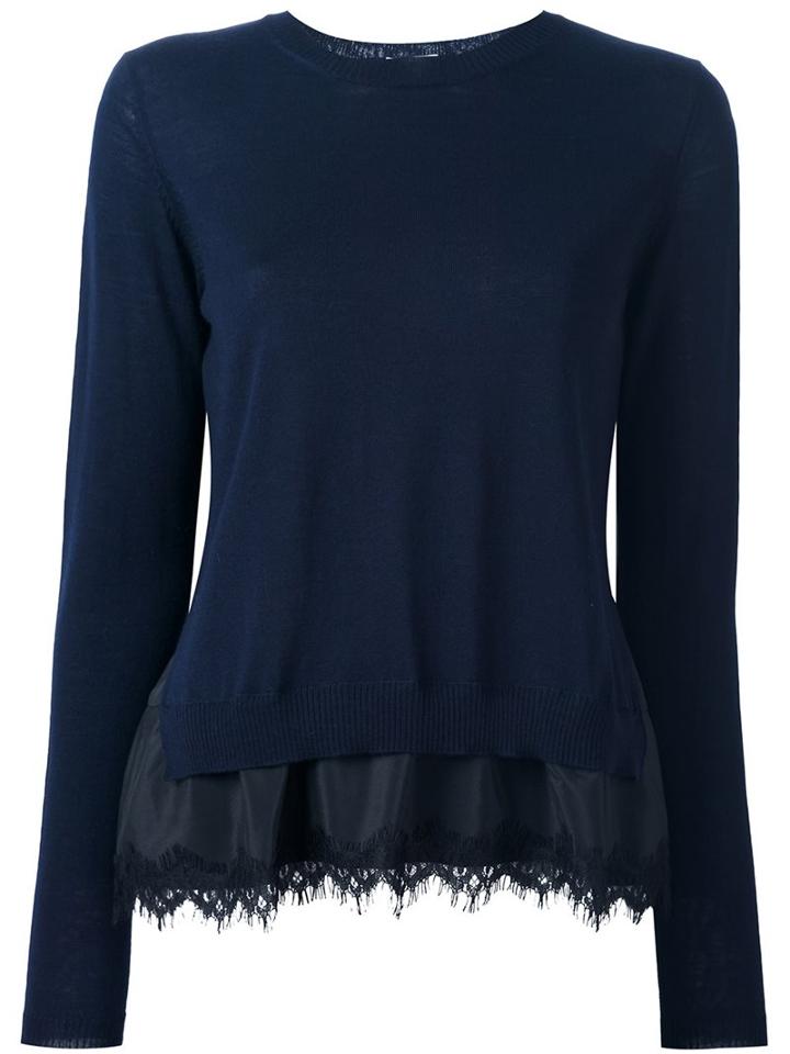 P.a.r.o.s.h. 'lizzy' Layered Effect Top, Women's, Size: Large, Blue, Silk/polyamide/spandex/elastane/wool