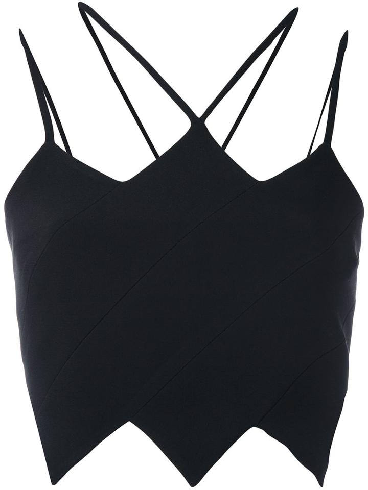 David Koma - Jagged Strappy Crop Top - Women - Acrylic/elastodiene/acetate/viscose - 10, Black, Acrylic/elastodiene/acetate/viscose