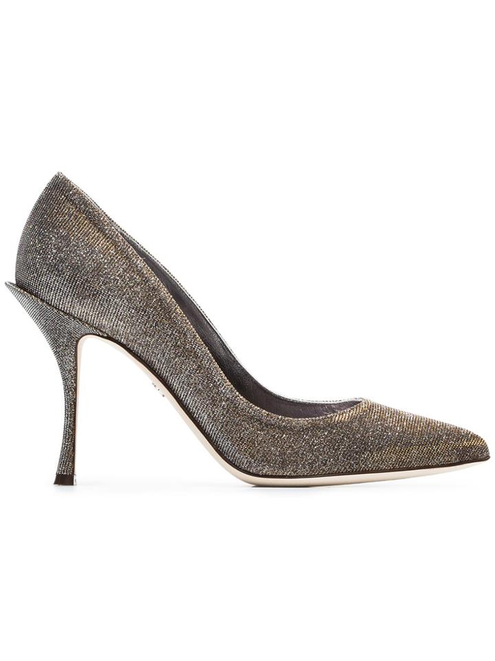 Dolce & Gabbana Metallic Lori 90 Fabric Glitter Pumps