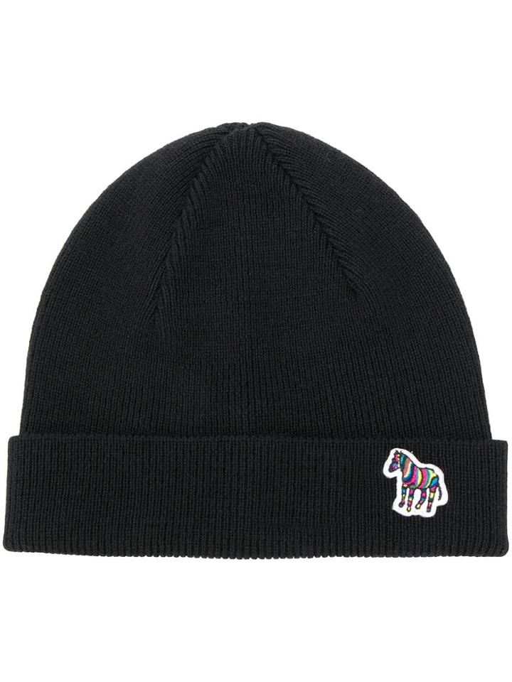 Ps By Paul Smith Zebra Motif Beanie - Black