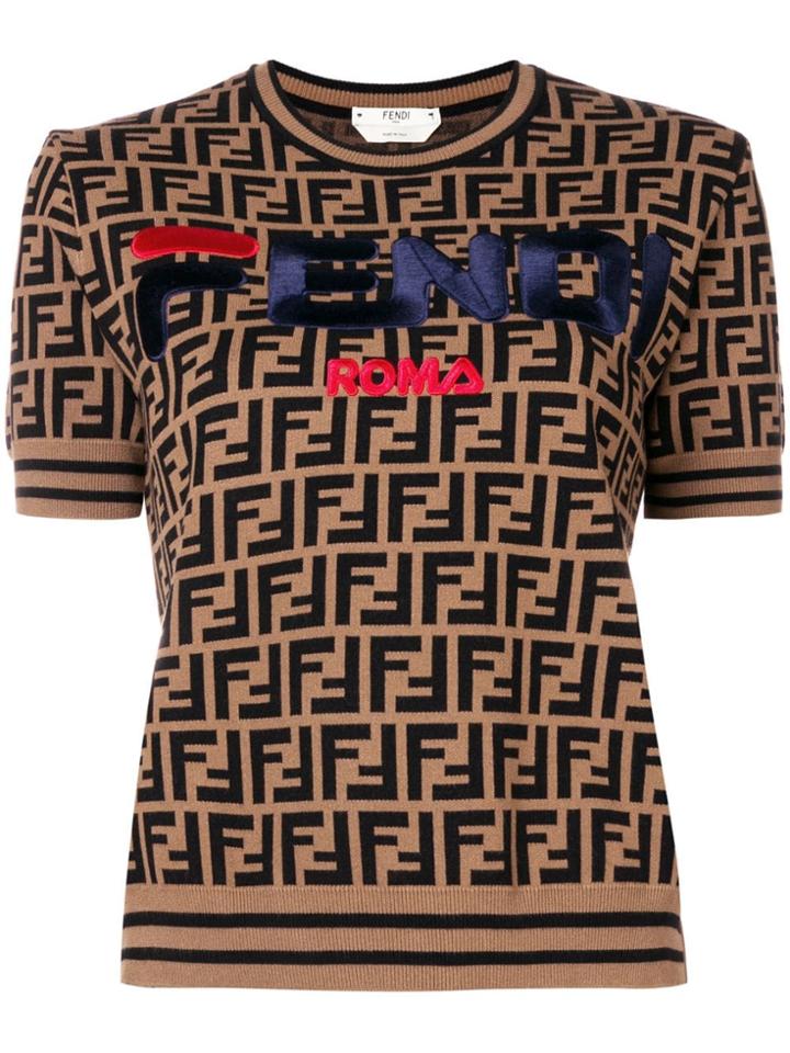 Fendi Logo Knitted Top - Brown