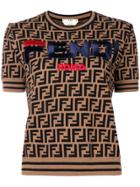Fendi Logo Knitted Top - Brown