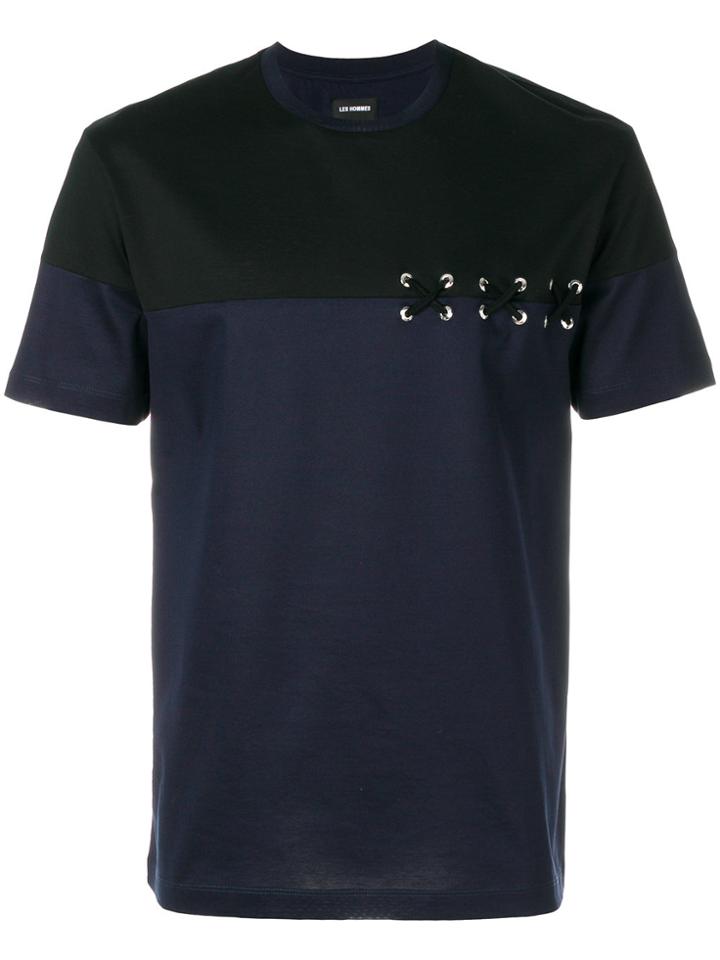 Les Hommes Lace-up Detail T-shirt - Blue