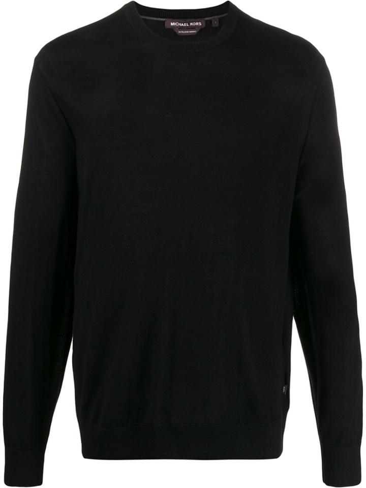 Michael Kors Collection Fine Knit Crew Neck Sweater - Black