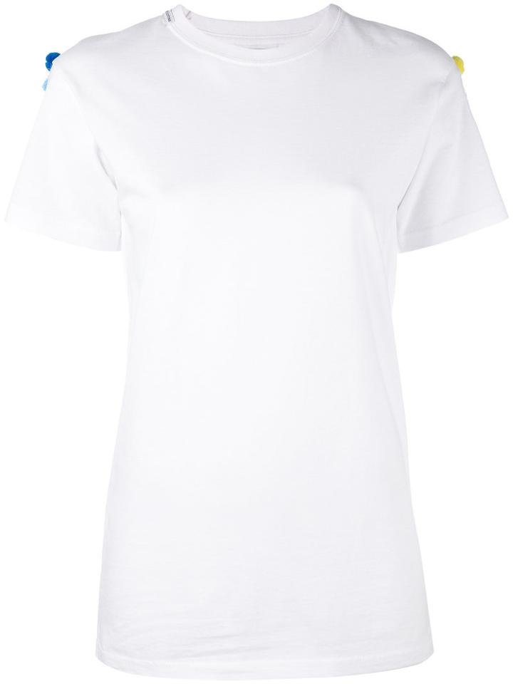 Forte Couture - Pom Pom Detail T-shirt - Women - Cotton - 38, White, Cotton