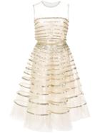 Oscar De La Renta Sequin Band-embroidered Dress - Neutrals