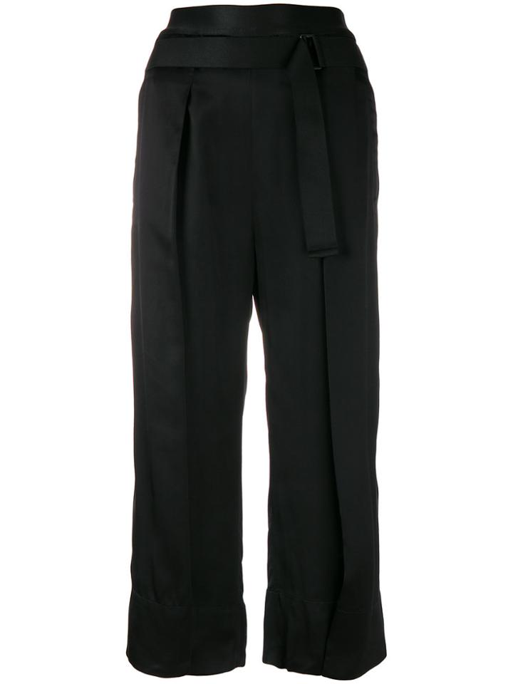 Ann Demeulemeester Belted Cropped Trousers - Black