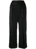 Ann Demeulemeester Belted Cropped Trousers - Black