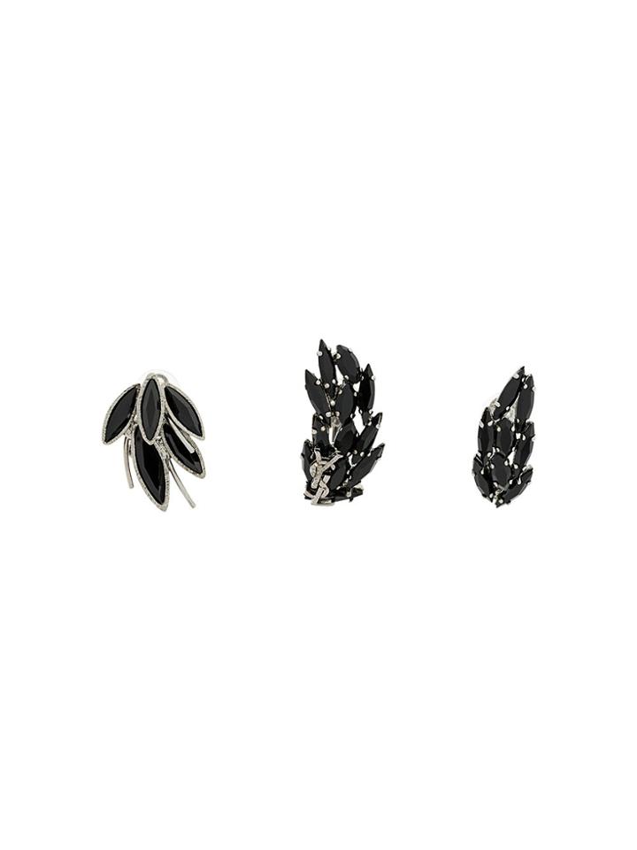 Saint Laurent Crystal Clip-on Earrings - Black