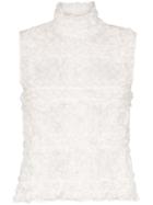 Paskal Polka Dot Ruffle Detail Sleeveless Blouse - White