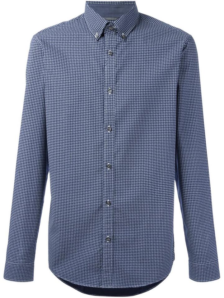 Michael Michael Kors Slim Fit Paisley Shirt, Men's, Size: Large, Blue, Cotton