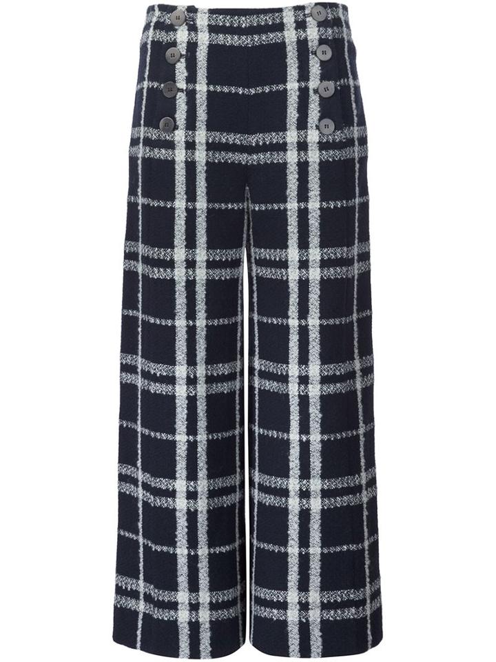 Derek Lam 10 Crosby Double-buttoned Flared Cropped Trousers, Women's, Size: 0, Blue, Cotton/acrylic/virgin Wool