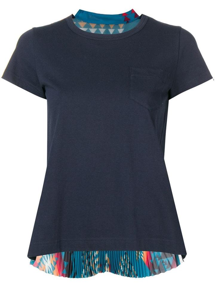 Sacai Pleated Navajo-style Print T-shirt - Blue