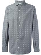Eleventy Dotted Shirt, Men's, Size: 39, Grey, Cotton