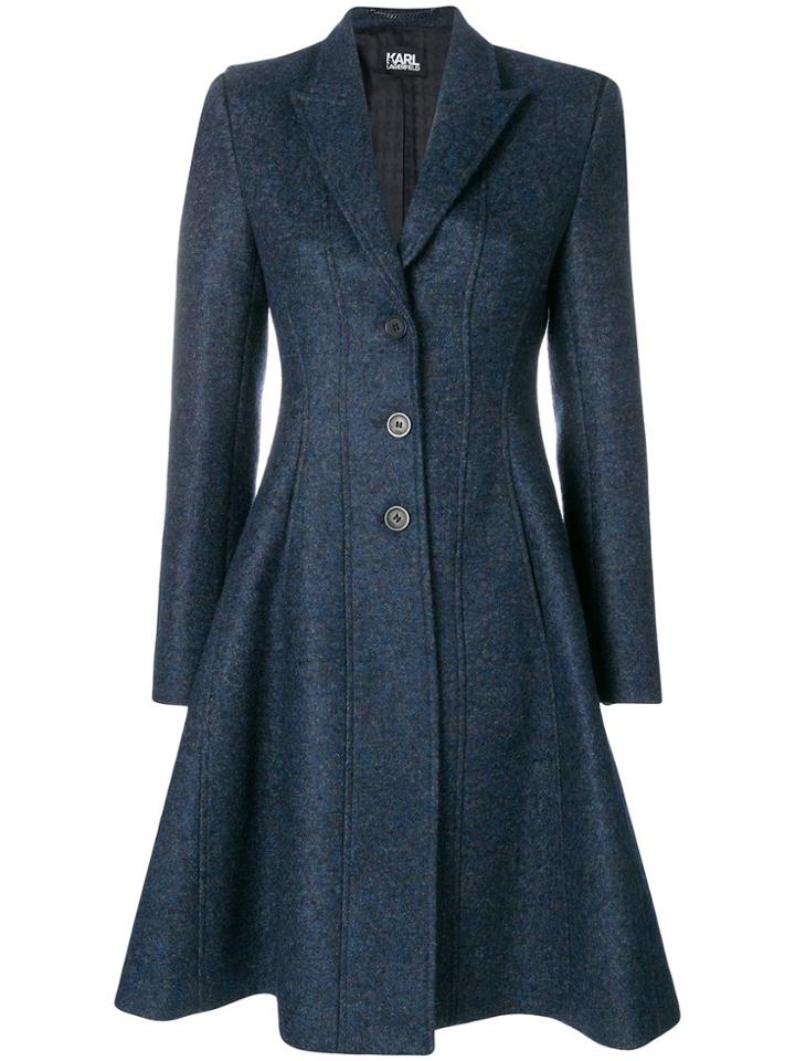 Karl Lagerfeld Fit And Flare Coat - Blue