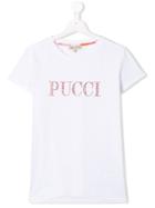 Emilio Pucci Junior Teen Beaded Logo T-shirt - White