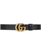 Gucci Reversible Leather Belt With Double G Buckle - Black