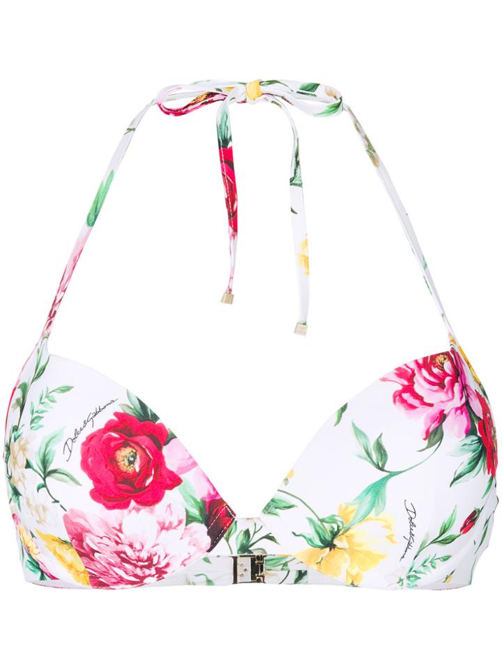Dolce & Gabbana Floral Push-up Bikini Top - White