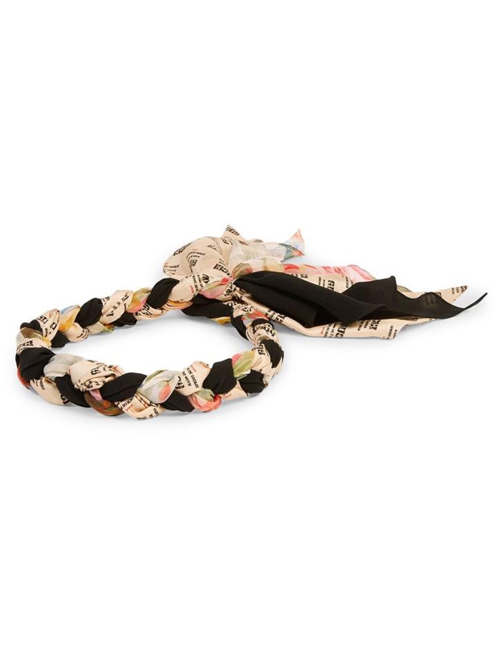 Gucci Floral Print Braided Headband - Black