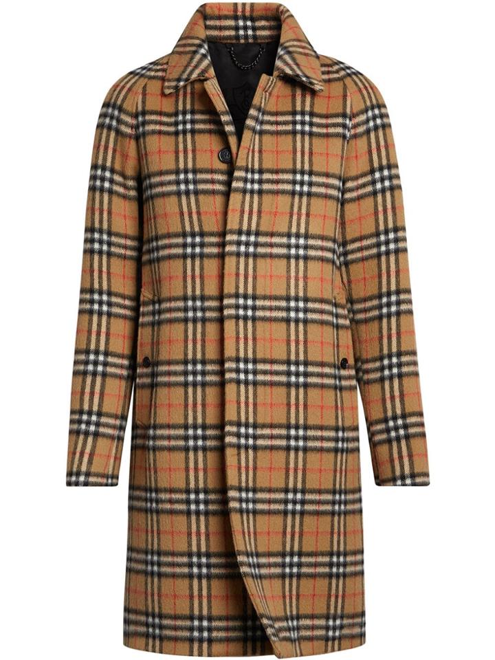 Burberry Vintage Check Alpaca Wool Car Coat - Yellow & Orange