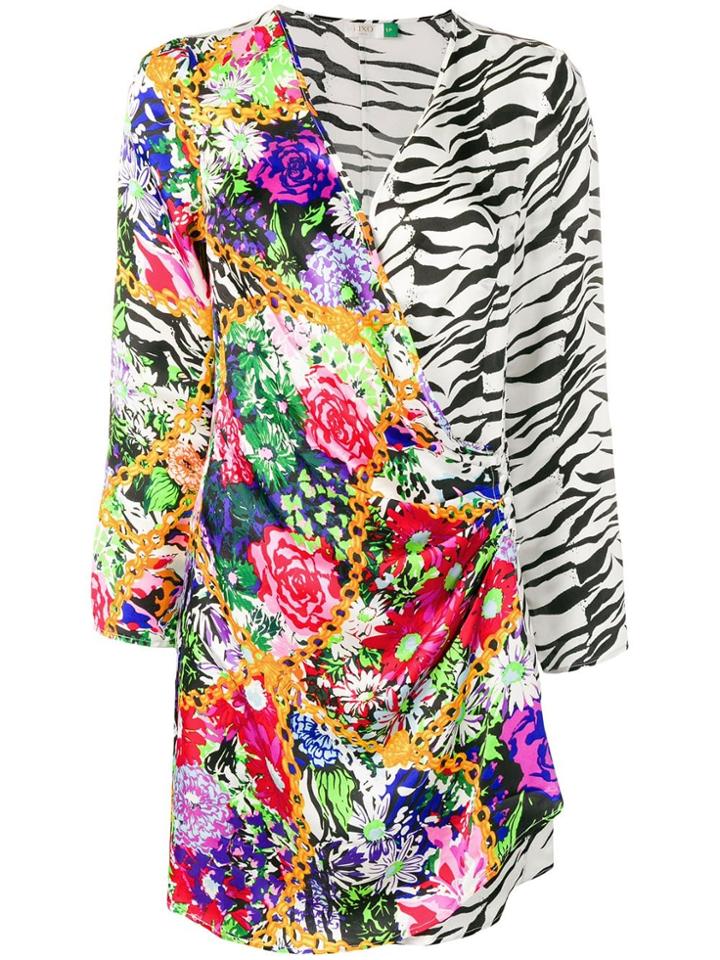 Rixo Floral Zebra Print Mini Dress - White