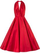 Romona Keveza - Plunge Full Skirt Gown - Women - Silk - 8, Red, Silk