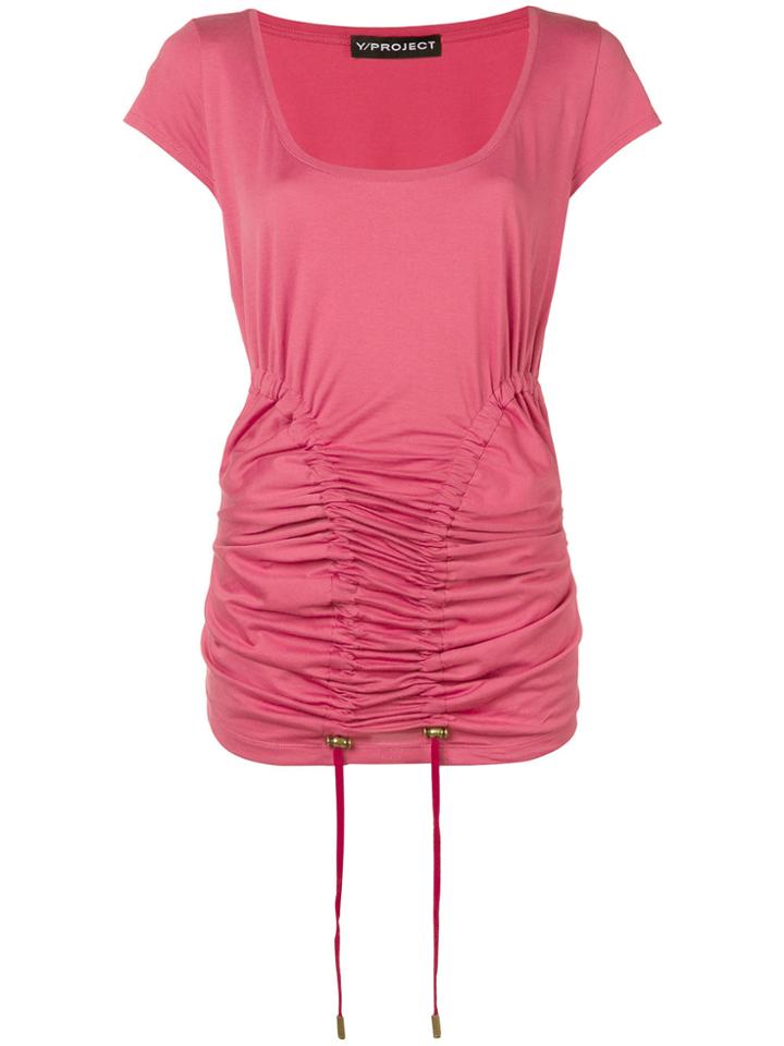 Y / Project Drawstring Front T-shirt - Pink & Purple