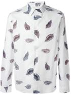 Ps Paul Smith Leaves Print Shirt, Men's, Size: L, White, Cotton
