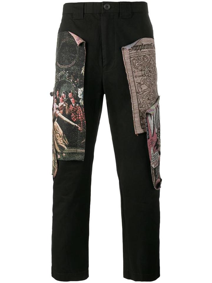 Miharayasuhiro Patchwork Straight-leg Trousers, Men's, Size: 44, Black, Cotton