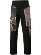 Miharayasuhiro Patchwork Straight-leg Trousers, Men's, Size: 44, Black, Cotton