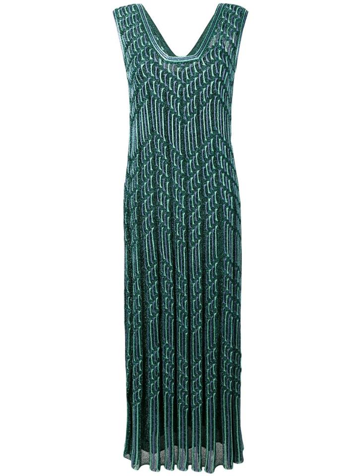 M Missoni Metallic-knit Maxi Dress - Green