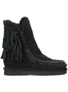 Mou Fringed Fitted Boots - Black
