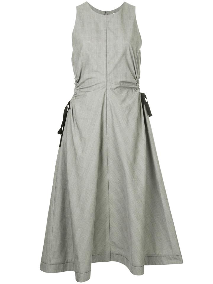 Sayaka Davis Side Gathered Plaid Dress - Grey