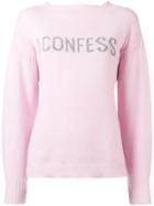Olympia Le-tan Slogan Cashmere Sweater - Pink & Purple