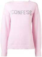 Olympia Le-tan Slogan Cashmere Sweater - Pink & Purple