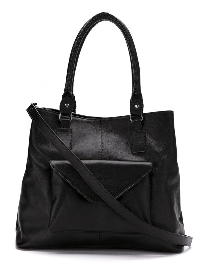 Mara Mac Leather Pocket Tote Bag - Black
