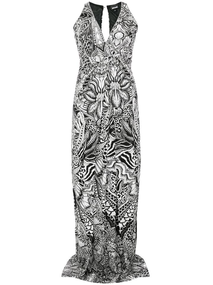 Just Cavalli Long Floral Print Dress - Black