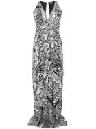 Just Cavalli Long Floral Print Dress - Black
