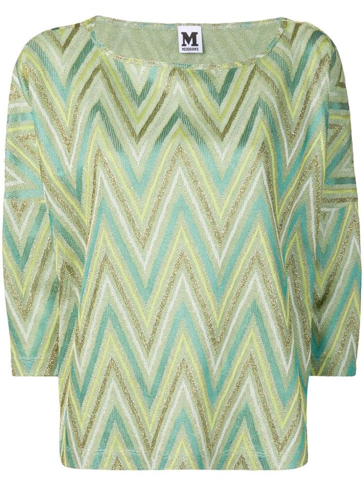 M Missoni Zig Zag Print Blouse - Green