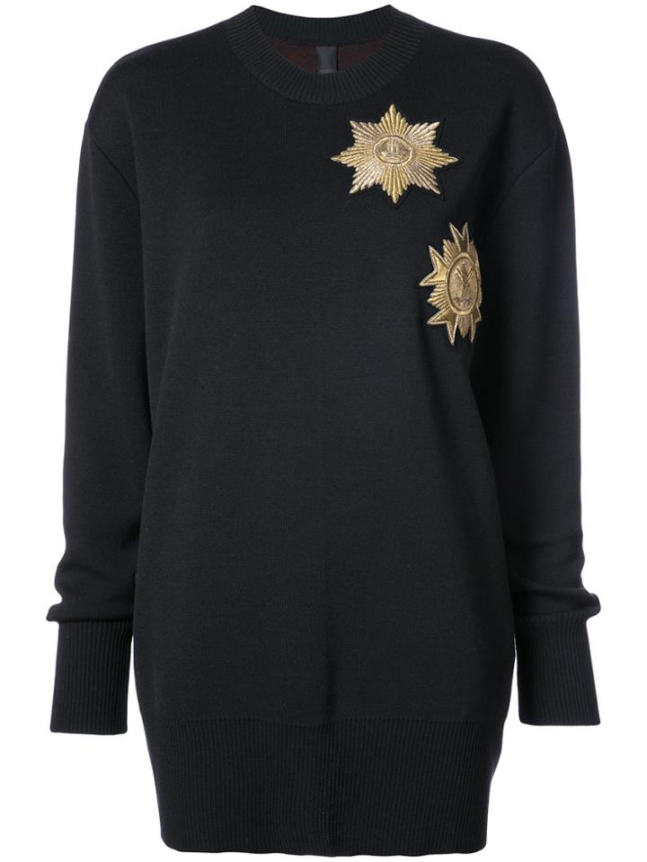 Vera Wang Metallic Patches Loose-fit Jumper - Black
