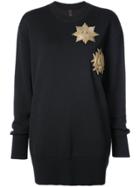 Vera Wang Metallic Patches Loose-fit Jumper - Black