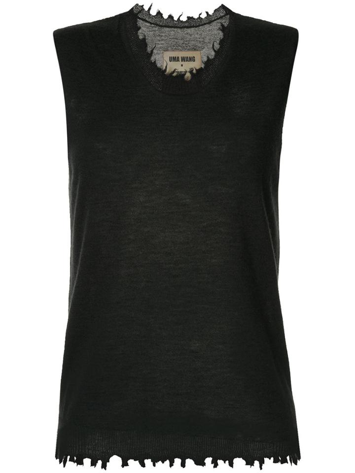 Uma Wang Distressed Sleeveless Sweater - Black