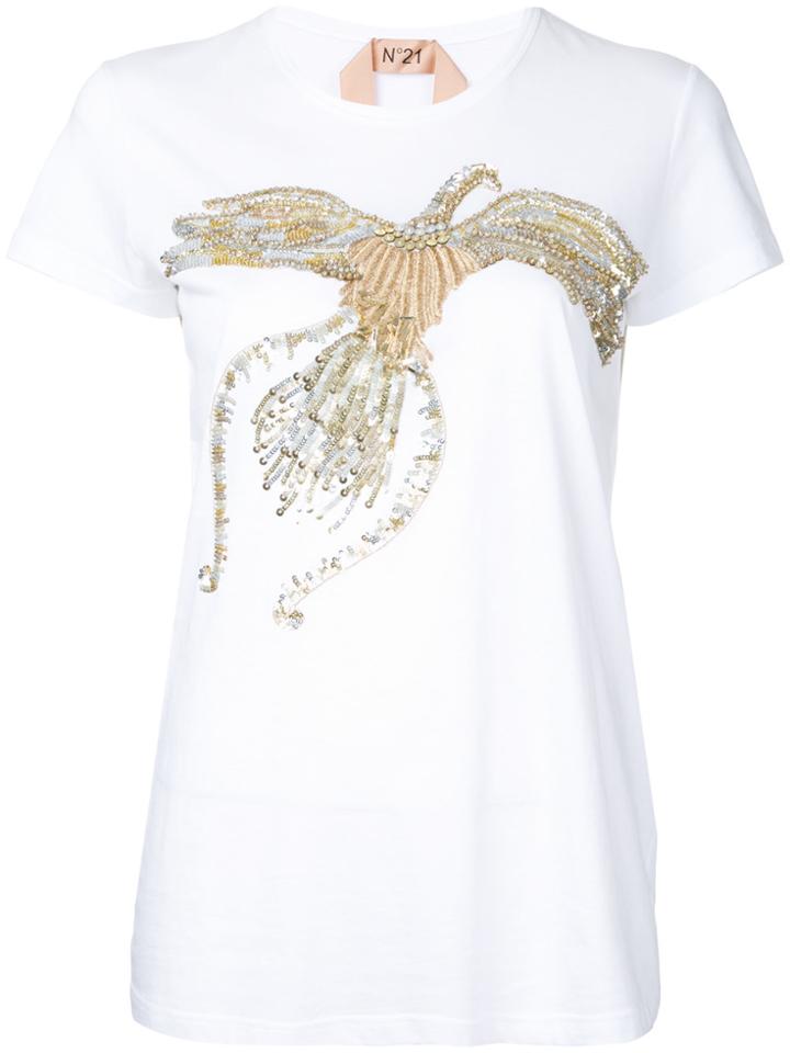 No21 Sequined Bird T-shirt - White
