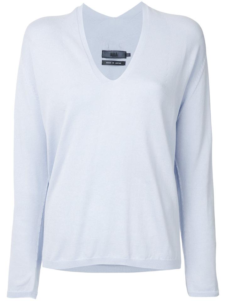 Aula Deep V-neck Jumper - Blue