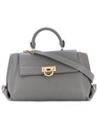 Salvatore Ferragamo - Fold-over Shoulder Bag - Women - Calf Leather - One Size, Grey, Calf Leather