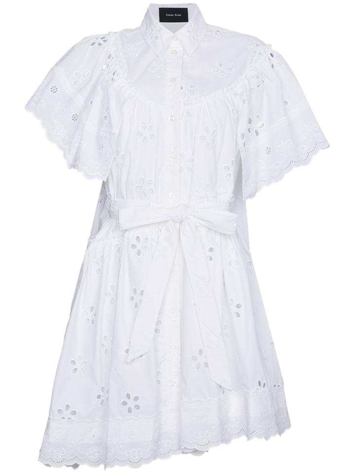 Simone Rocha Cotton Belted Shirt Dress - White